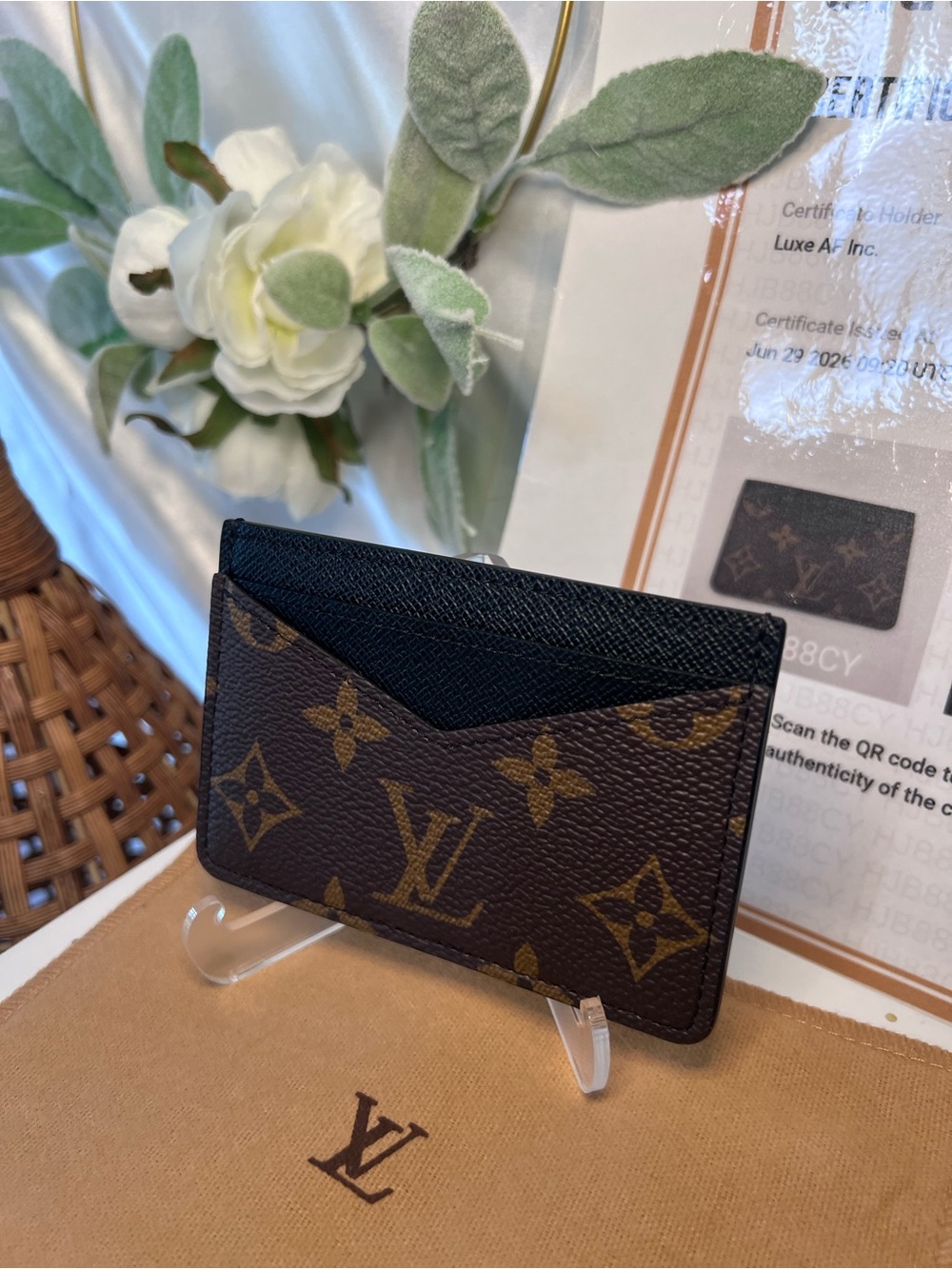 RFID Louis Vuitton Monogram Cardholder with COA Dustbag